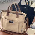 Large Canvas Tote Bag For Women Spacious Shoulder Crossbody Bag Durable Handbag For Commuting Shopping Beach Outings Portable Ca
