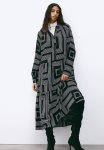 Midi Shirt Dress - Black patterned