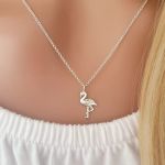 Fiona 925 Sterling Silver Flamingo Dainty Necklace 10X14MM 45CM Chain