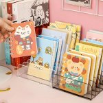 1PC Transparent Book Standing Home And Dorm Bookshelf Notebook Storage Artifact Office Desktop Folder Finishing Rack Office Supp