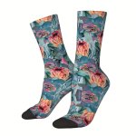 1 Pair Of Men's Happy Funny Protea Flowers Pattern Vintage Harajuku Hip Hop Novelty Crew Socks Soft Breathable Comfy Socks For C