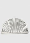 Metallic Ruffle Clutch Bag - Silver