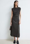 Draped Bodycon Dress - Dark Grey Marl