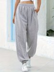 Fashion Street Casual Plush Sweatpants Autumn And Winter Solid Color With Pocket For Sports And Daily Wear