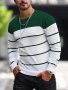 Men's Striped Knitted Pullover Casual Long Sleeve Crew Neck Sweater For Fall Spring