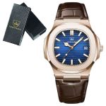 Men's Dress Watch - Gold Case Leather Strap Waterproof