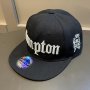 Compton Embroidered Snapback Caps - Polyester Street Style Flat Brim Baseball Hat Lightweight Alphabet Pattern Non-stretch Fabric With 100% Polyester Fiber Filler Hand Washable