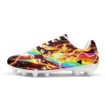 Jeiento Flame Rainbow Football Soccer Cleats Unisex Soccer Shoes Low Top Athletic Running Shoes For International Soccer Tournam