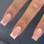 24PCS Square Press On Nails Medium Heart Fake Nails Glue On Nails Glossy Full Cover False Nails Acrylic Stick On Nails For Women