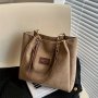 Letter Patch Decor Tote Bag Vintage Chain Shoulder Bag Women's Work & School Handbag