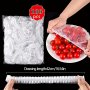 100-PACK Plastic Food Cover Stretchable Cling Wrap Set Bpa-free Dustproof & Sealed Fresh-keeping Bowl Covers Dish Guardian Elastic Transparent Food Preservation Caps For Various Bowls & Plates