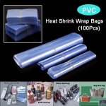 100PCS Pvc Heat Shrink Wrap Bags 6-50CM Width Shrinkable Film Transparent Sealing Film Dustproof Hot Shrink Film Bag Odorless Cl
