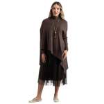 Poloneck Pointy Knit Mesh Dress - Bitter Choc Free