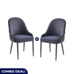 Set Of 2 Modern Grey Upholstered Dining Chairs