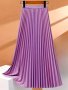 Solid Pleated High Waist Skirt Versatile Skirt For Spring & Fall Women's Clothing