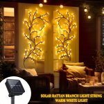 1PC Solar Powered Tree Branch Rattan Lights 72LED/96LED Warm White Light 8 Modes Willow Tree Decorative Lights Indoor Outdoor Va