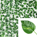 - 12 Strands Artificial Vines Green Leaves - Watermelon Peperomia