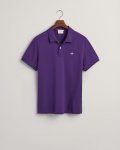 Mens Regular Shield Short Sleeve Pique Polo Shirt In Purple - Purple 3XL