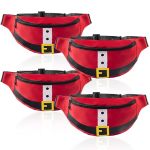 Ylolul 4 Pcs Christmas Fanny Pack Santa Claus Waist Pack For Men Women Christmas Purse Crossbody Bag Adjustable Strap Waterproof