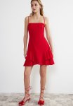 A-cut Underwire Detailed Woven Short Evening Dress - Red