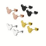 Glossy Mouse Design Stud Earrings Cute Minimalist Style Stainless Steel Jewelry Daily Wear Accessories