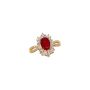 Vintage Court Style Sunflower Ruby Ring Oval Jewelry Ring