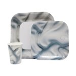 Disposable Dinner Set 60PC Silver Swirl D