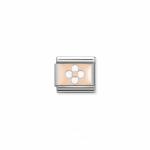 Rose Gold Enamel White Flower Link