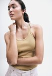 Ribbed Vest Top - Beige