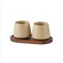 2 Piece Ceramic Mouthwash Cup Set - Beige