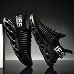 Men's Shock Absorption Blade Type Shoes Breathable Lace Up Non-slip Shoes For Jogging Walking