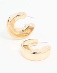 Goldair Gold Flat Side Chunky Hoop Earrings