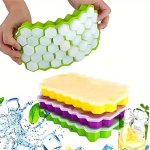 Silicone Honeycomb Ice Cube Tray With Lid - 37 Compartments Flexible Ice Maker For Summer Drinks Bpa Free Easy Release & Clean S