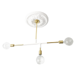 Three Arm Pendant - White & Brass