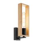 Littleton Black And Natural Wooden Wall Light