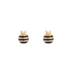Goldair Gold Black Bee Stud Earrings
