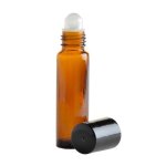 5ML Amberised Glass Roll On Bottle With Black Cap & Glass Ball