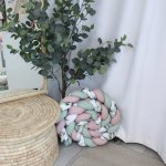 Cot Bumper Braided 3 Strand Dusty Pink Sage Green And Pennygum And Roses Print