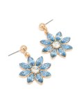 Goldair Gold Blue Diamante Flower Drop Earrings