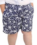 Ladies Printed Rayon Shorts - 60 Navy wht