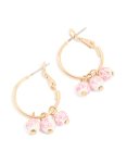Goldair Gold MINI Hand-painted Pink Floral Ball Hoop Earrings