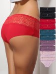 10PCS Solid Contrast Lace Briefs Comfy Breathable Stretchy Intimates Panties Women's Lingerie & Underwear