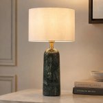 Milan Marble And Gold Table Lamp Green White Marble - White