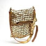 Aella Gold Crossbody Messenger Bag - Gold Leather