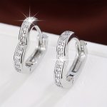 Hollow Heart Inlaid With Shiny Zirconia Earrings Minimalist Japanese Korean Style Copper 18K Gold Plated Jewelry Daily Casual