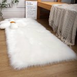 1PC Plush Bedroom Bedside Rug Faux Fur Fluffy Soft Washable Living Room Bedroom Window Decoration Floor Mat For New Year Spring