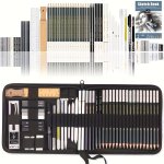 Kalour 54-PACK Sketch Drawing Pencils Kit With Sketchbook Include Graphite Charcoal Pencils And Artists Tools Pro Art Drawing Su