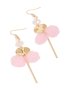 Goldair Gold Oval Pink Petal & Bar Drop Earrings