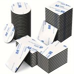 56PCS Heavy-duty Double-sided Adhesive Tape Set - Black Eva Foam For Walls Floors & Doors - Rectangular Square & Circular Shapes