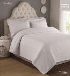 Simon Baker Paisley Bedspread White Various Sizes - Three Quarter - 180CM X 250CM + 1 Pillowcase 50CM X 70CM + 5CM White